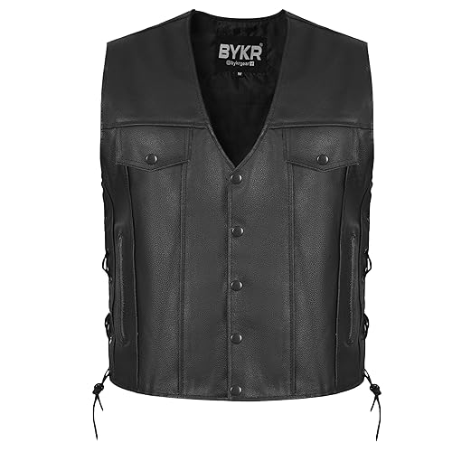 BYKR Leather Motorcycle Vest for Men Women Biker Vests For