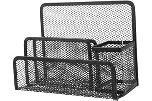 KICHOUSE Organiseur de fichiers de bureau en maille métallique - Petit support de rangement robuste pour bureau et maison