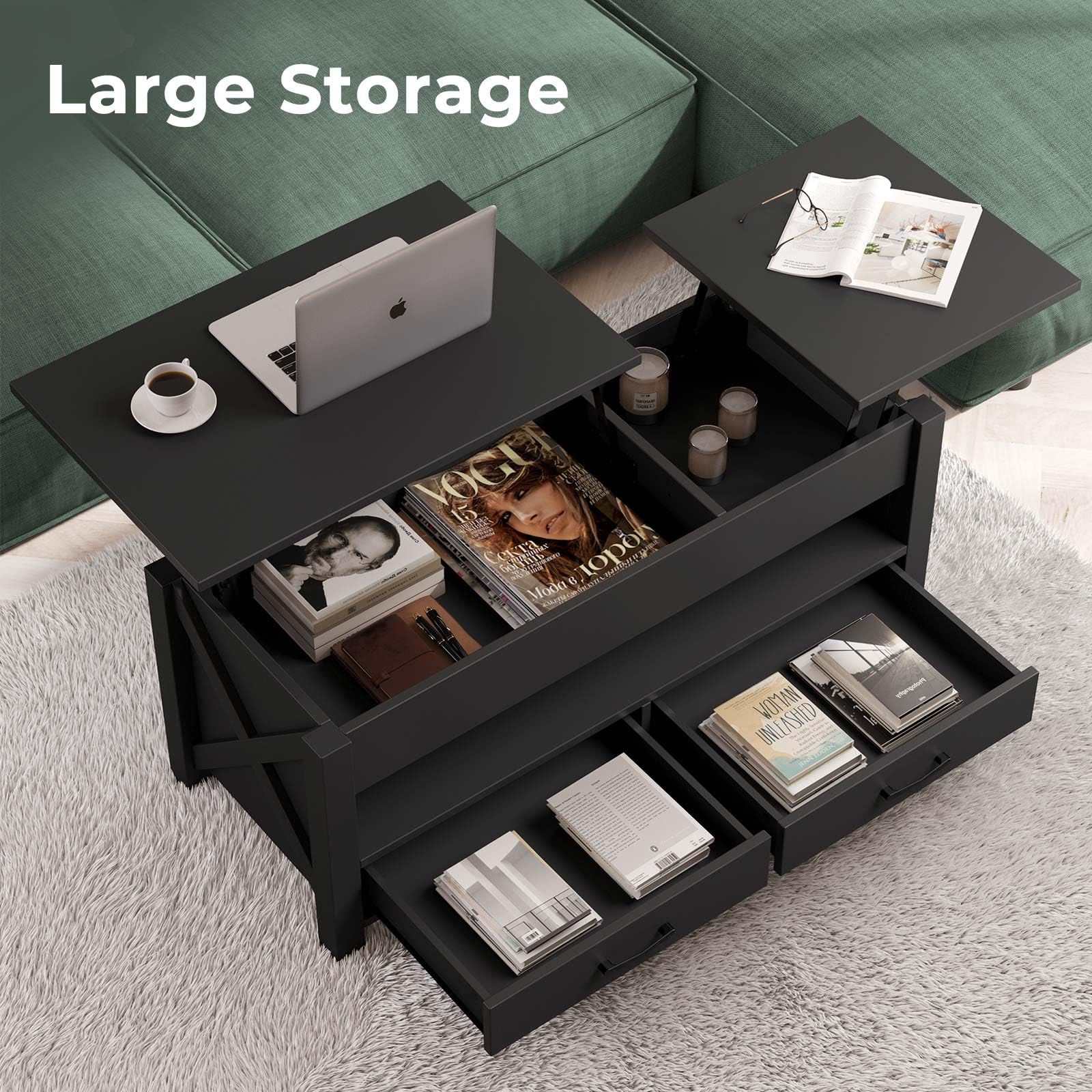 Mua Seventable Coffee Table, 47.2" Lift Top Coffee Table with 2 Storage ...