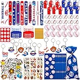 146 Pcs Baseball Party Favors, Baseball Goodie Bag Stuffers with Mini Stress Balls, Baseball Keychains, Tattoos, Bulk Small Toy for Kids Baseball Themed Birthday Party Supplies, Classroom Reward