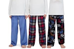 US Angels 3-Pack Boys Pajama Pants - Soft Micro Fleece OR Jersey Knit PJ Bottoms for Kids - Boys Sleepwear, Size 7-20