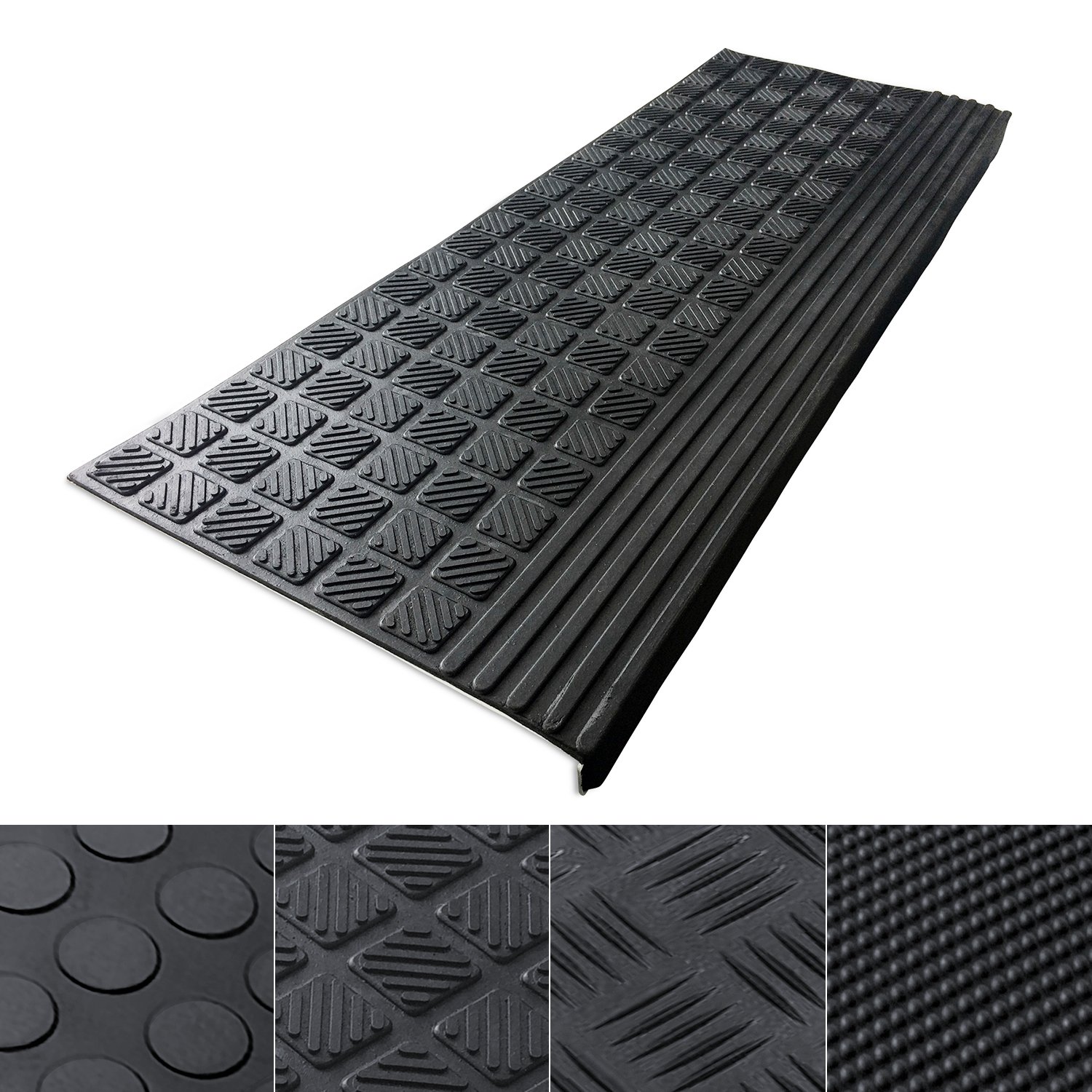 casa pura Indoor & Outdoor Bullnose Rubber NonSlip Stair Treads, 26 x