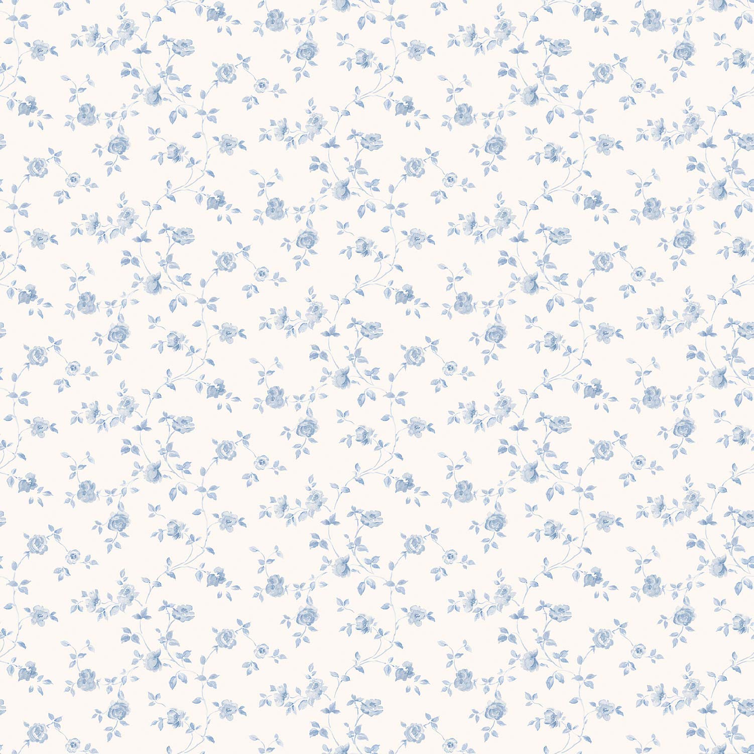 Galerie G67887 Miniatures 2 Small Rose Trail Design Wallpaper, Blue/White, 10m x 53cm