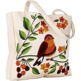 Miss Adola Aesthetic Embroidery Tote Bag for Women - Reusable Canvas Cute Shoulder Bag for Shopping, Grocery, Work, Book