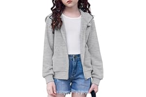 Arshiner Girls Zip Up Cropped Hoodies Casual Long Sleeve Sweatshirts Jackets with Pockets