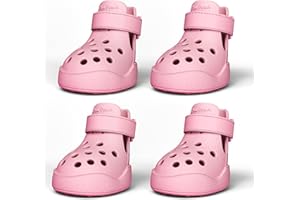PAWPOSH Dog Shoes: Non-Slip Waterproof Sandals for Hot Pavement & Winter, Breathable Perforated Boots, Large/Medium/Small Sizes, Ideal Paw Protector, Outdoor Clog Booties (Pink, Size 3: (2.24’’x1.85’’)(L*W))