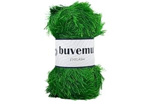 Buvemu Eyelash Fun Fur Yarn 100 Gram (3.53 Ounces) 175 Yards (160 Meters) (Forest Green)