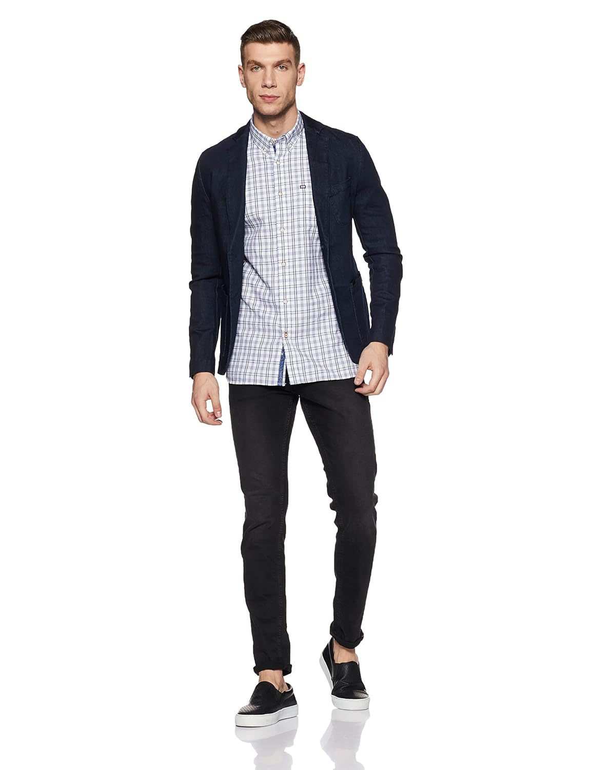 arrow sports men's checkered slim fit cotton casual shirt