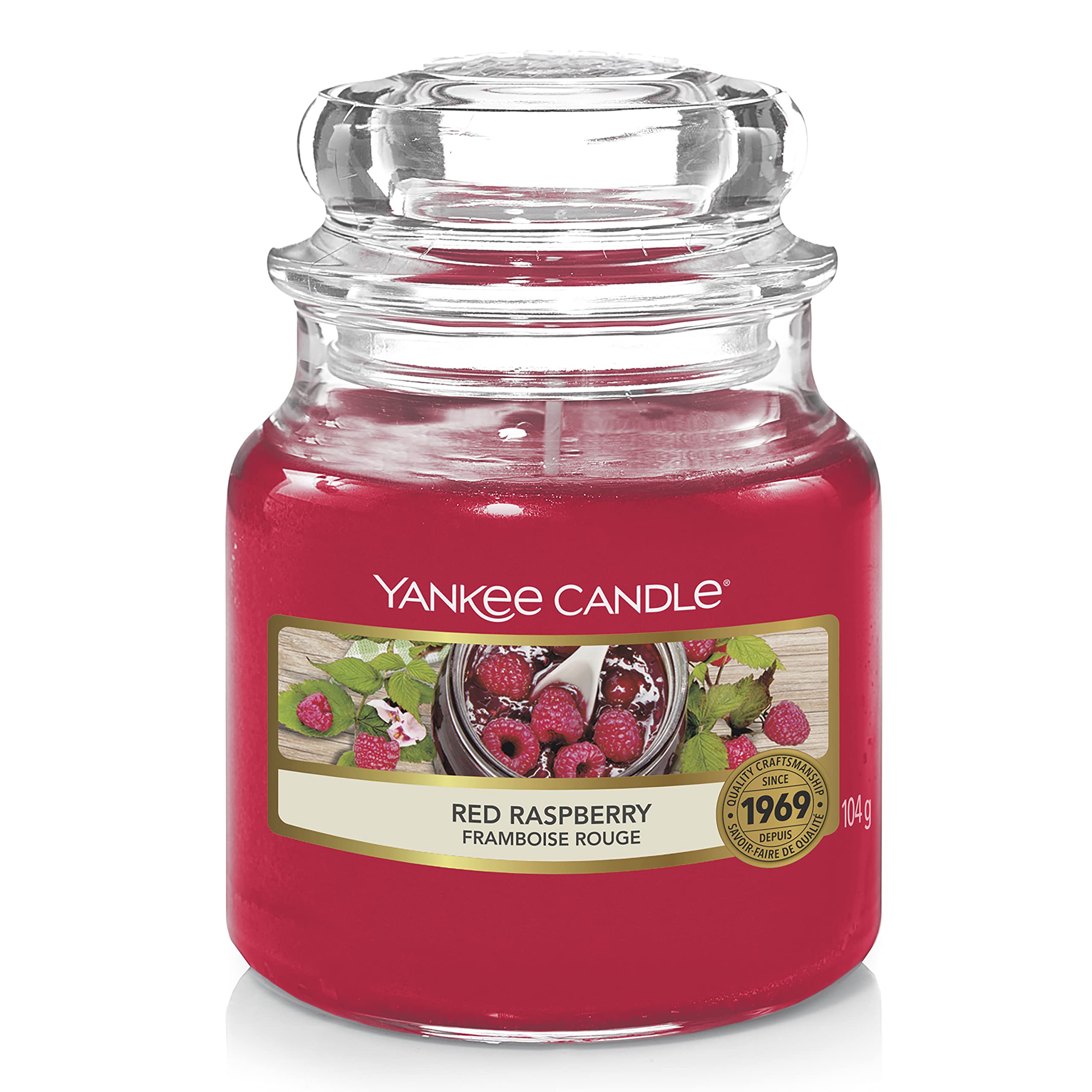 Yankee Candle Scented Candle, Red Raspberry Small Jar Candle, Burn Time: Up to 30 Hours