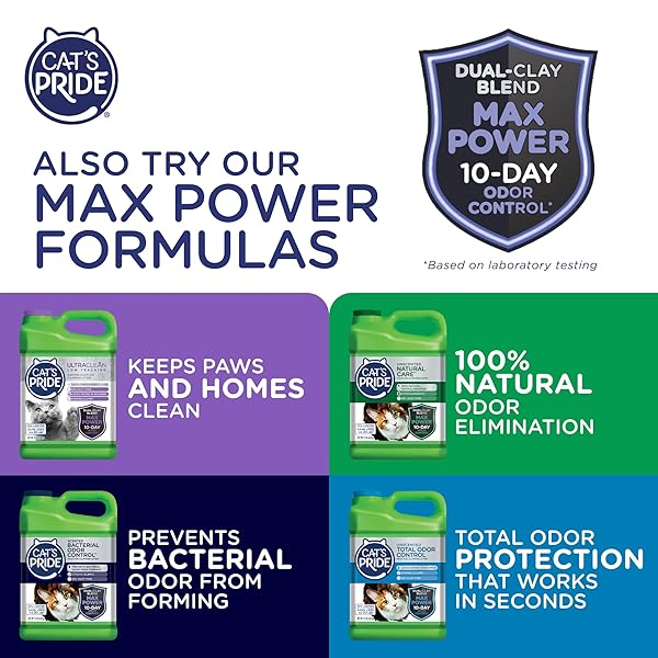 CAT’S PRIDE NEW ANTIBACTERIAL CAT LITTER: DESTROYS 99.9% OF ODOR-CAUSING BACTERIA – POWERFUL ODOR CONTROL – PREMIUM LIGHTWEIGHT CLUMPING LITTER – SCENTED, 18 POUNDS