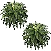 FOGSKY Fake Ferns - Set of 2 Faux Boston Ferns Large Artificial Plants, 40 Leaves per Bouquet, 35 Inches Large Artificial Ferns for Outdoors/Indoor Home, Office, Garden Decoration