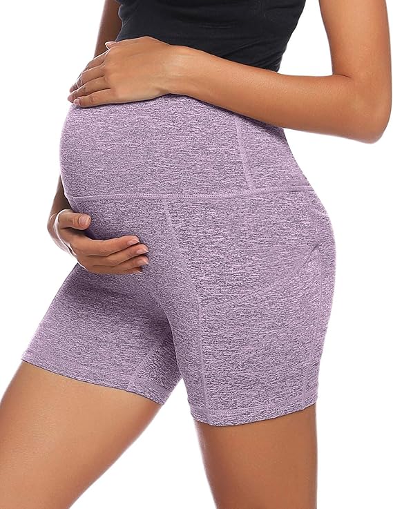 Women Maternity Yoga Shorts Over The Belly