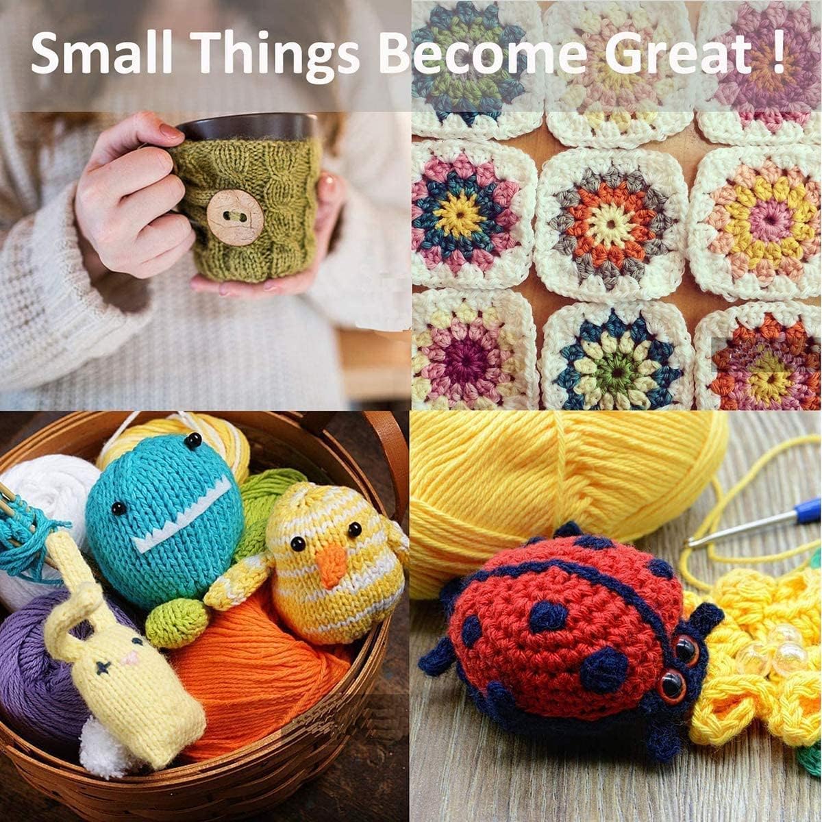 12x 10g Acrylic Yarn Knitting Wool Crochet Yarn, Ideal for Beginners, Kids Crafts, Small Projects