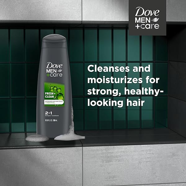DOVE MEN+CARE FORTIFYING 2 IN 1 SHAMPOO AND CONDITIONER FOR NORMAL TO OILY HAIR FRESH AND CLEAN WITH CAFFEINE HELPS STRENGTHEN AND NOURISH HAIR 12 OZ