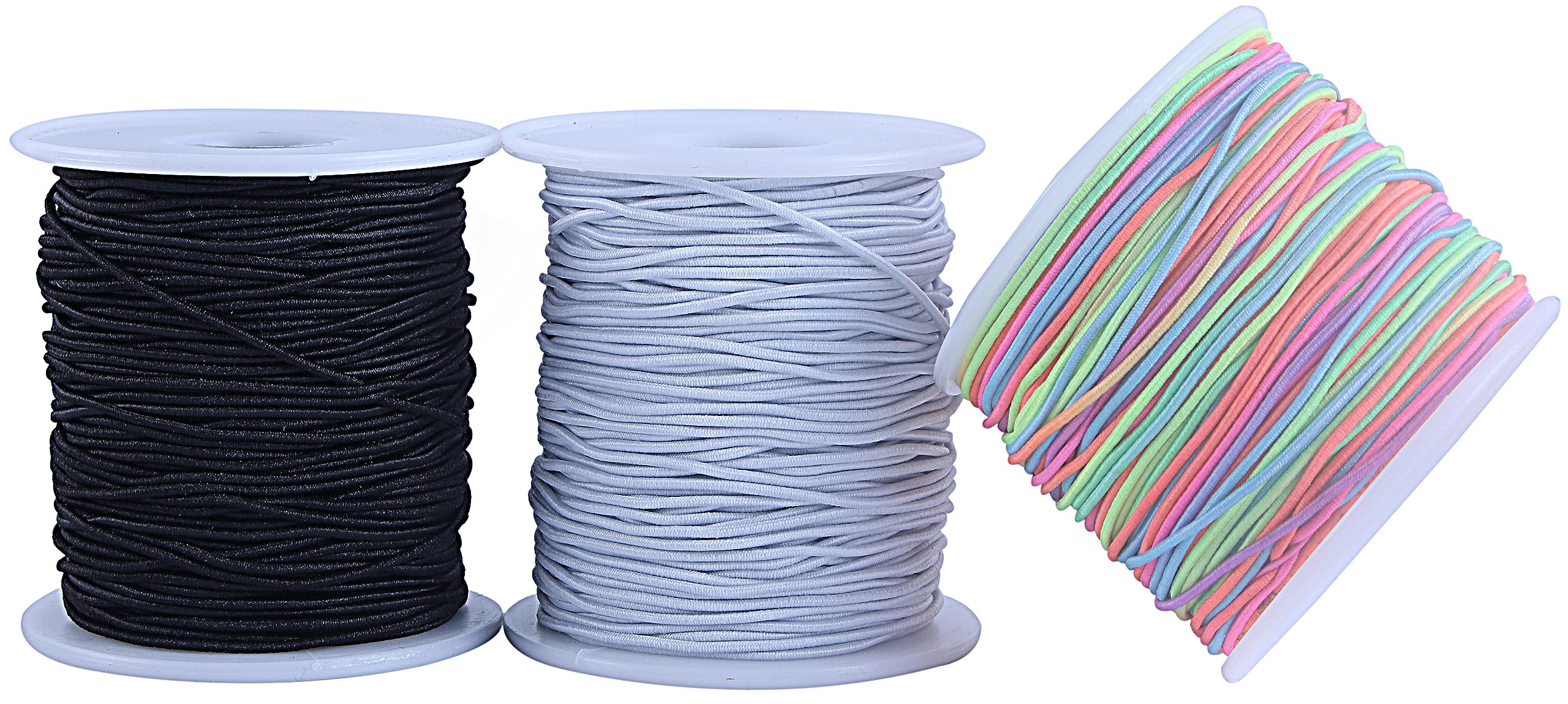 KONMAY 1.0mm Stretchy Bracelet String, 150 Yards Durable Mixed Elastic Cord for Jewelry Making, Beading, Necklaces, DIY Crafts, and Sewing Projects