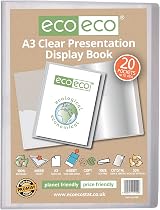 eco-eco A3 50% Recycled 20 Pocket Clear Presentation Display Book 700µm