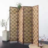 Furnnylane 4 Panel Bamboo Room Divider, Caramel Folding Privacy Screen | 5.6 ft Folding Panel Screen, Divider for Room Separation, Freestanding Room Partition, Double-Sided Screen Divider