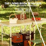 Lucn 2FT Folding Camping Table 60x45 cm Aluminum MDF Top 2-Height view 6