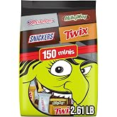 SNICKERS, TWIX, MILKY WAY &amp; 3 MUSKETEERS Halloween Candy, Mini Chocolate Halloween Candy Mix Variety Pack for Trick or Treat, Party Favors and More, 150 Ct Bulk Bag