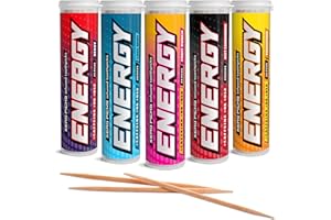 Xero Picks ENERGY Infused Flavored Toothpicks with Caffeine, B12, and B6 (Limited Edition Variety, 5 Pack)