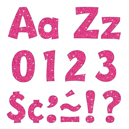 Trend Enterprises Sparkle Playful Combo Ready Letters (216 Piece), 4, Hot Pink