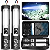 Rechargeable Flashlights High Lumens - Super Bright Small Pocket Magnetic Flashlight, 8 Modes LED Tactical Flash Light, Dual Button Powerful Work Light for Car,Home,Camping,Emergency (2, Pure Black)