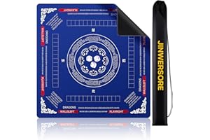 JINWERSORE Mahjong Mat 32.4x32.4 Inch, Anti Slip and Noise Reduction Mahjong Table Mat for Poker Board Card Tile Games, Dominoes, Carry Bag Included (Blue)