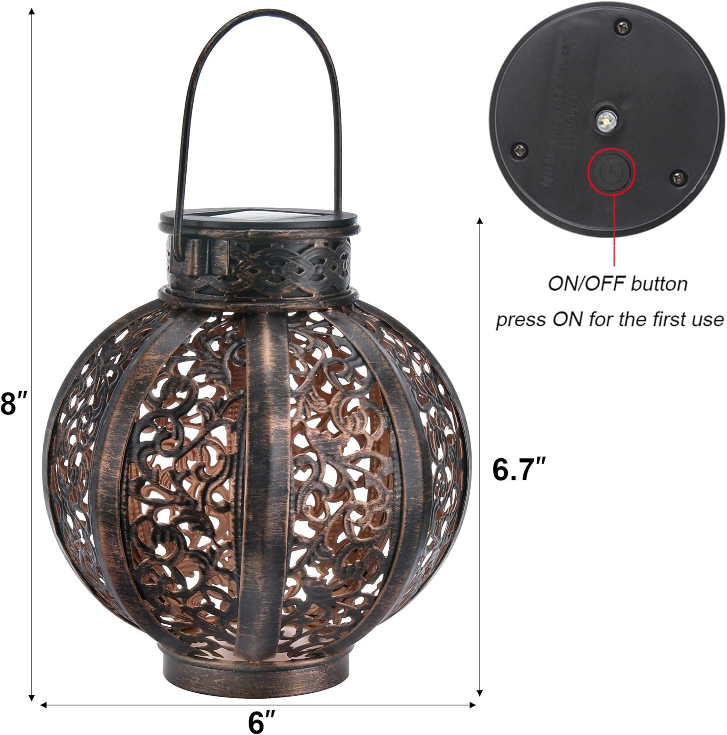 MAGGIFT 2 Pack Hanging Solar Lights Outdoor Solar Lights Retro Hanging Solar Lantern with Handle, 6 Lumens, White : Garden & Outdoor