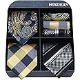 HISDERN Mens Ties and Pocket Square Set Business Elegant Ties for Men Classic Lot 3 Pcs Wedding Party Neckties & Handkerchief