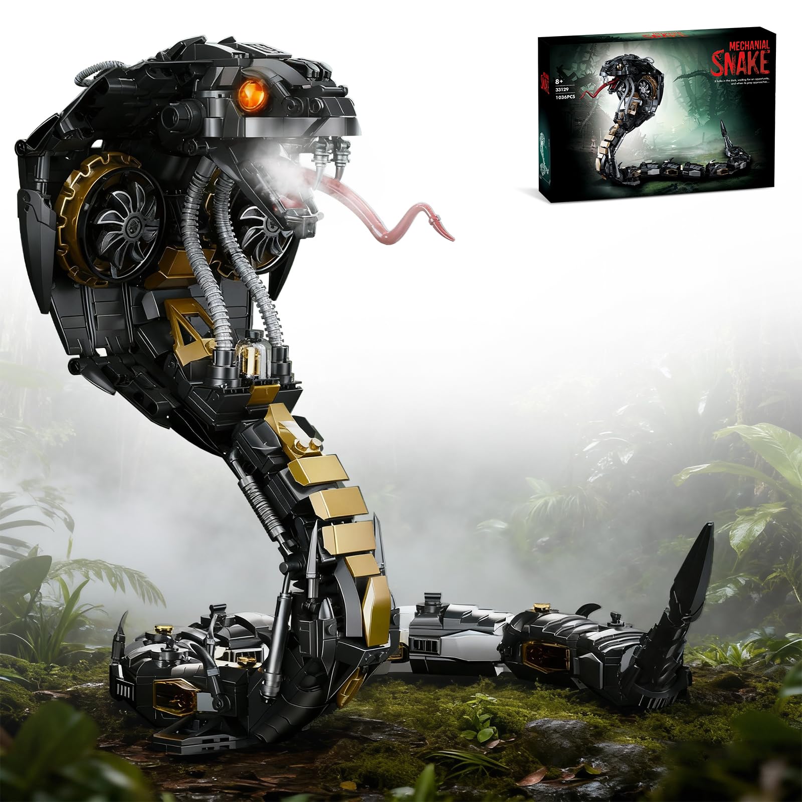 Photo 1 of ***Open bags might be missing pieces ***
 Mechanical Snake Building Block Set 1036PCS Mecha Snake Model Kit with Movable Joints Cyberpunk Animal Art Frame Decor Toy STEM Building Toy for Kids 8+ Adults Collectors Compatible with Lego