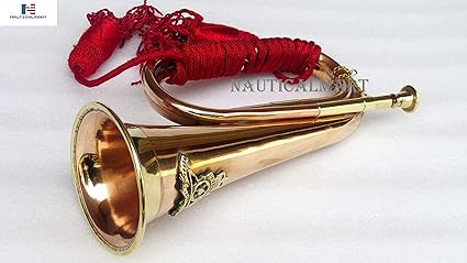 Amazon Com Civil War Era Solid Copper Bugle With Beautiful Rope Us Military Cavalry Horn Handmade Musical Instruments