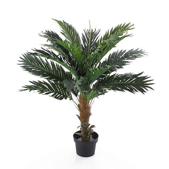 artplants Künstliche Kokospalme Kaleb mit Palmfaserstamm, 90 cm - Kunstpalme