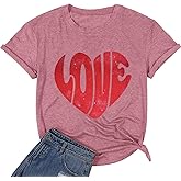 Summer T Shirts for Women Funny Cute Love Heart Letter Print Graphic Tees Tops