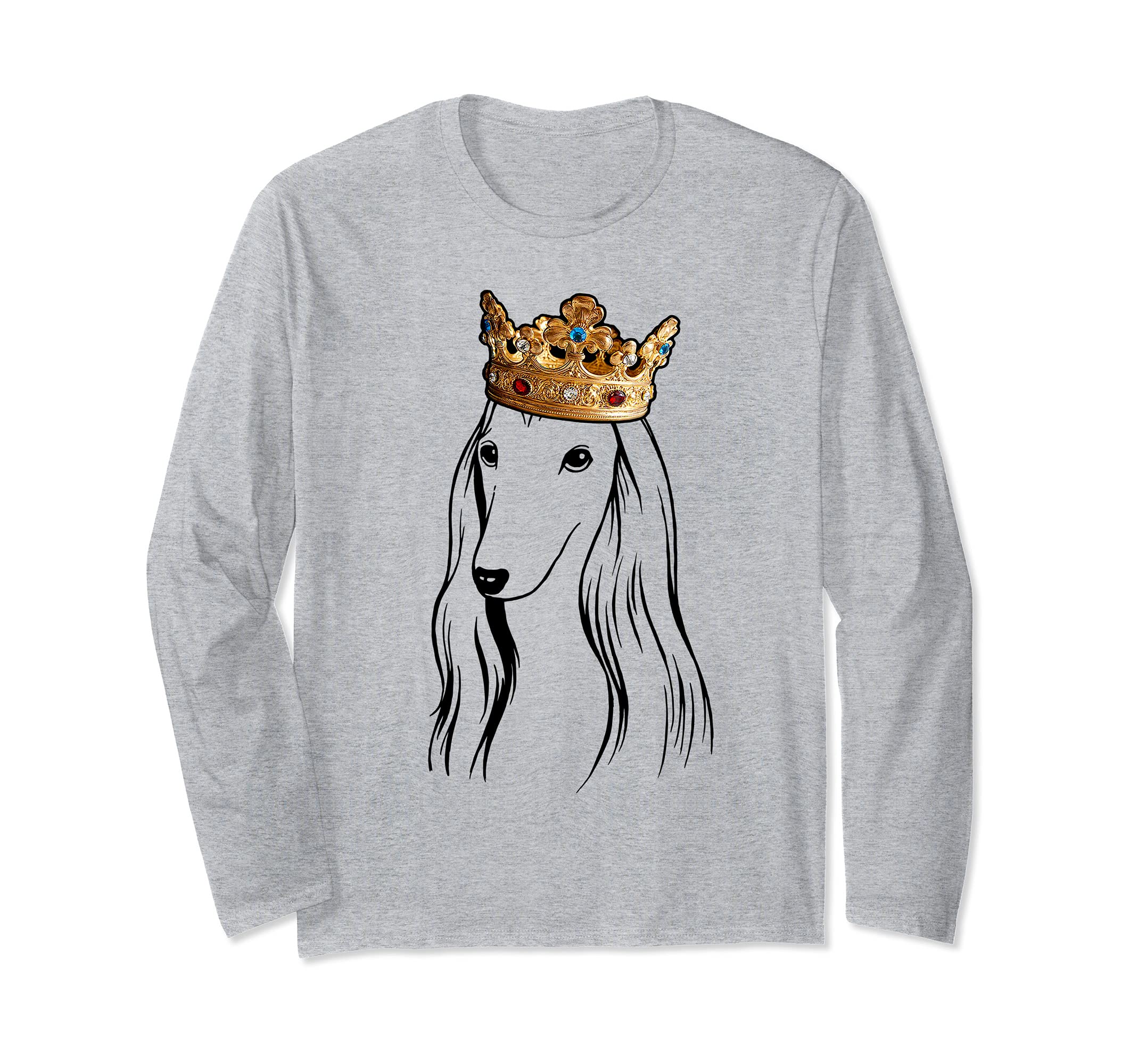 Afghan Hound Dog Wearing Crown Long Sleeve T-Shirt