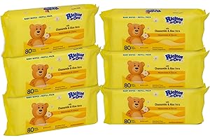 Ricitos de Oro Baby Wipes, Chamomile and Aloe Vera Refillable Baby Wipes, Moisturize and Clean Baby, Lightly Scented, Hypoallergenic, Alcohol-Fee, 6-Pack of 80 wipes each one (480 wipes)
