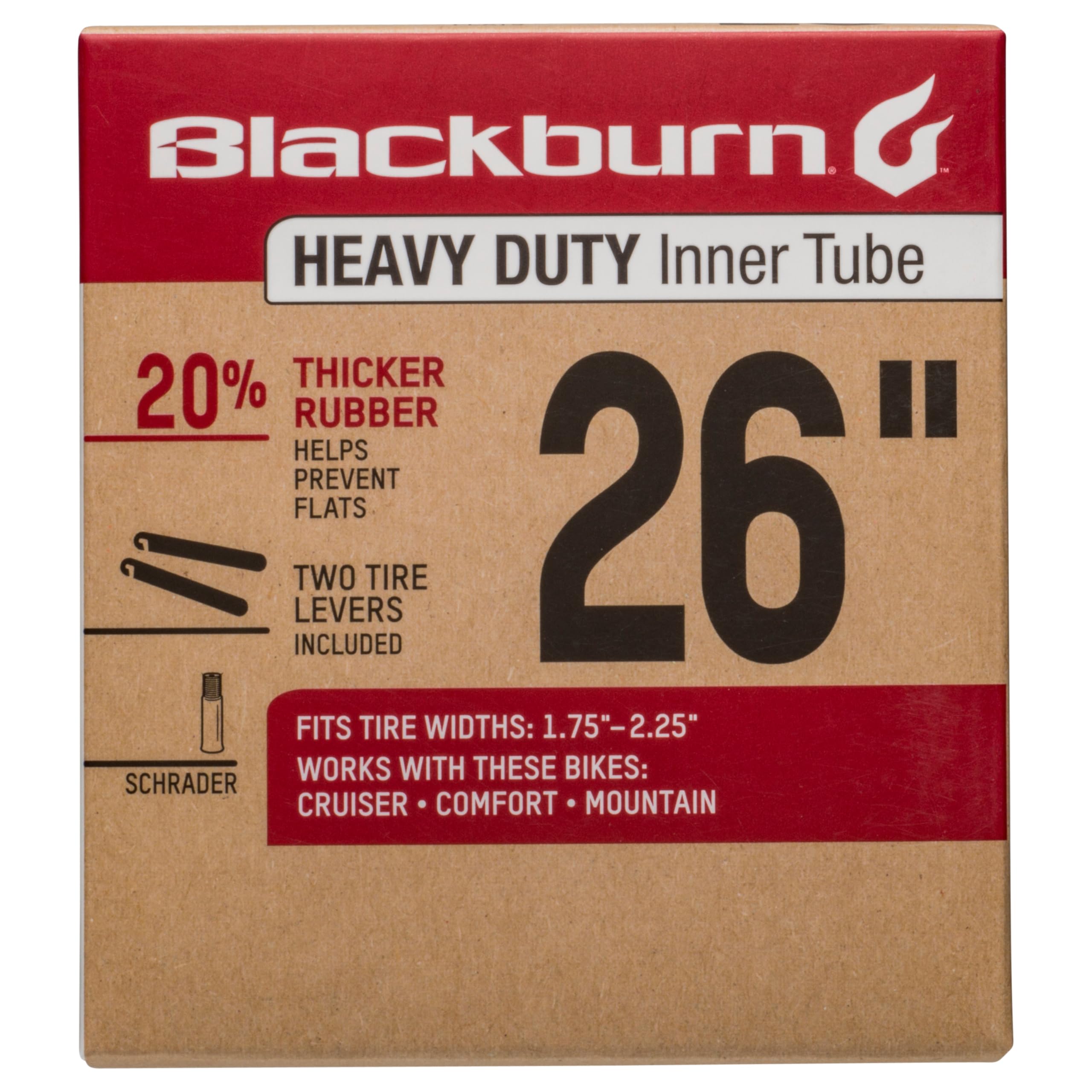 View 1 of Blackburn 26" x 1.75-2.25" Schrader Heavy Duty Bicycle Inner Tube with tire levers