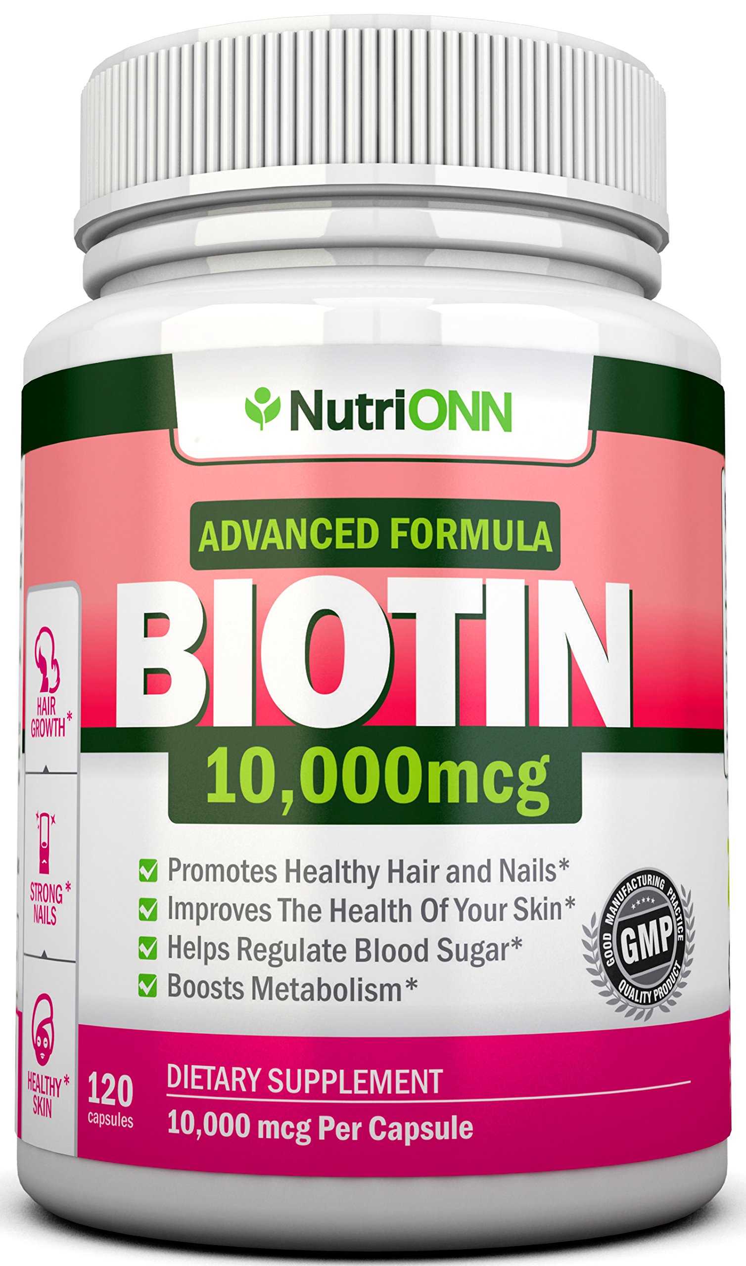 BIOTIN 10,000 MCG 120 Capsules Designed for Hair Growth, Strong