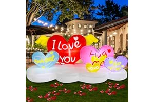 Danxilu 6FT Long Valentines Day Inflatables Love Heart Combo Outdoor Decorations, Lighted Valentine Inflatable Heart Blow Up Yard Decorations for Garden Indoor Proposal Wedding Party Valentines Gifts