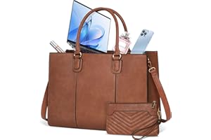 NUBILY Laptop Bags for Women 15.6 Inch Work Tote Bags Womens Laptop Purse Waterproof PU Leather Laptop Briefcase for Office C