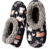 cosyone1997 Slippers for Women Indoor Non Slip Soft Sole Slippers, Fuzzy Sherpa Lined, Cute Animal Print