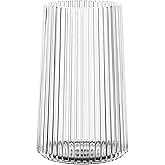 MARTAGE Clear Glass Vase for Flower, Flower Vase for Bouquet, Modern Glass Vases, Ribbed Vases for Living Room, Bedroom, Dini