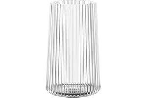 MARTAGE Clear Glass Vase for Flower, Small Glass Vase, Flower Vase for Bouquet, Modern Glass Vase, Ribbed Glass Vase for Livi