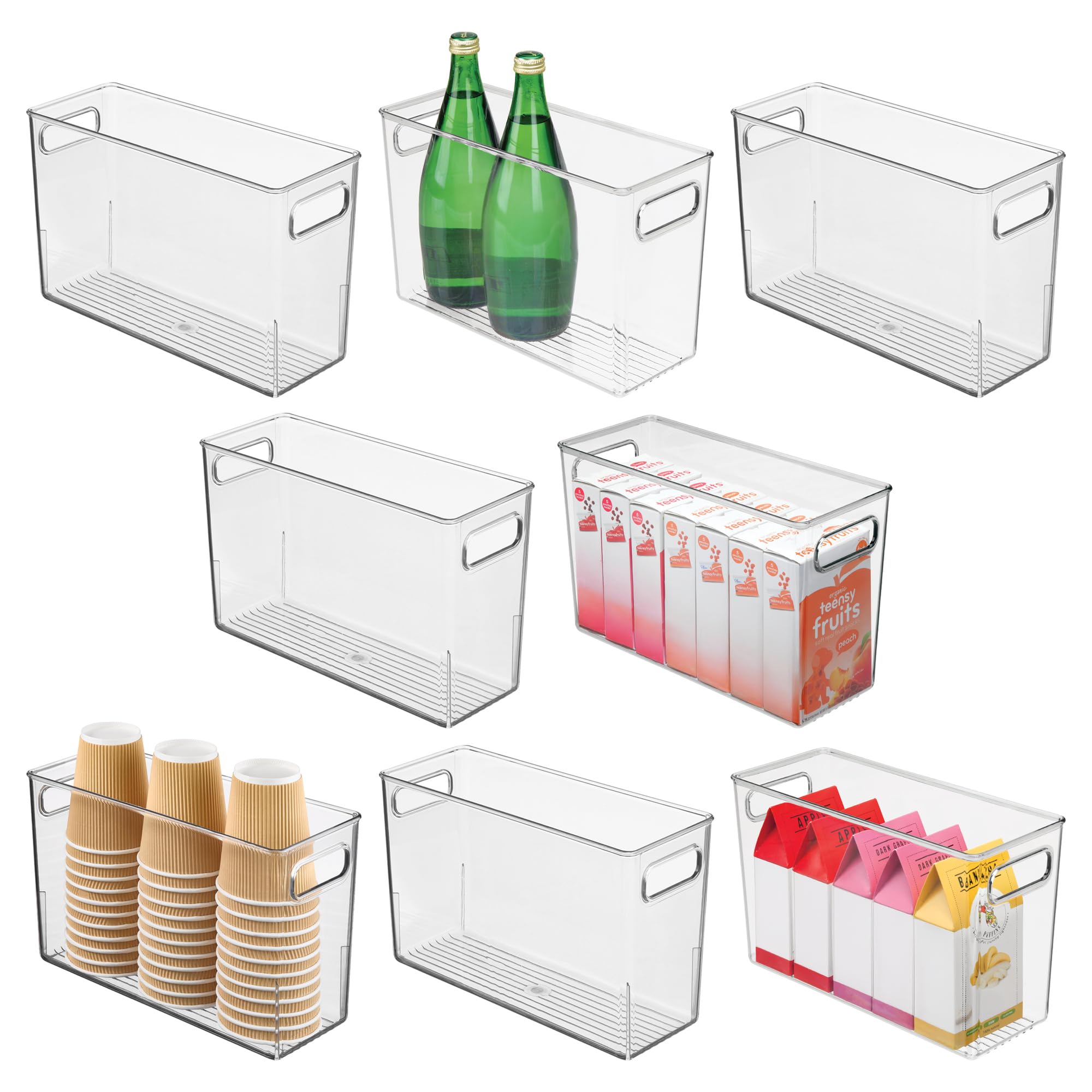 iDesign Tall Plastic Storage Bin with Handles for Fridge or Freezer – Set of 8 – Clear – Made in USA