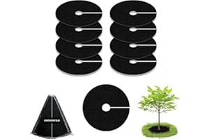 SPONDWILD Tree Mulch Ring, 8 Pack 20.47" Non-Woven Tree Mulch Ring, Reusable Tree Ring Mulch Mat, Degradable Weed Control Fabric Mat for Landscaping Weed Control Root Protection, Tree Barrier Ring