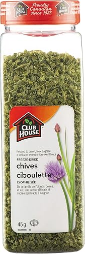Club House Freeze-Dried Chives, Kosher, Vegetarian, Delicate Sweet Onion-Like Flavour, Great Addition For Roasts, Potatoes, Dips, Salad Dressings, And Breakfast Food Like Eggs & Cream Cheese, 45G