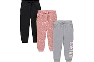 BTween Kids Girls Fashion Stretch Waist Ultra Soft Jogger Pants Set 3 Pack Bundle