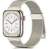 Easuny for Apple Watch Band Series 10/9/8/7/6/5/4/3/SE/Ultra (Double Strong Magnetic Milanese Loop)-Soft Metal Wristband for Women iWatch 38mm 40mm 41mm 42mm 44mm 45mm 46mm 49mm(Champagne)