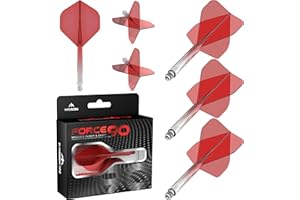 Mission Darts Force 90 | Integrated Precision Moulded Dart Flight and Shaft System, Pack of 3 Professional Highly Durable Combined Dart Flights and Stems | Standard No.2 (Red Gradient, Short)