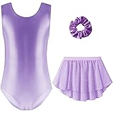 Zaclotre Gymnastics Leotards for Girls Sparkly Sleeveless Ballet Dance Dress Outfit Combo with Removable Skirt