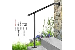 FOGEIN Hand Rails for Outdoor Steps,Metal Deck Railing Kit Fits 1 to 3 Steps,Railings for Outdoor Steps for Concrete,Brick,Porch Railing